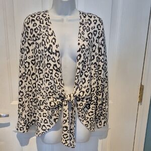 Chico's Black and White Leopard Print Cardigan. Size M